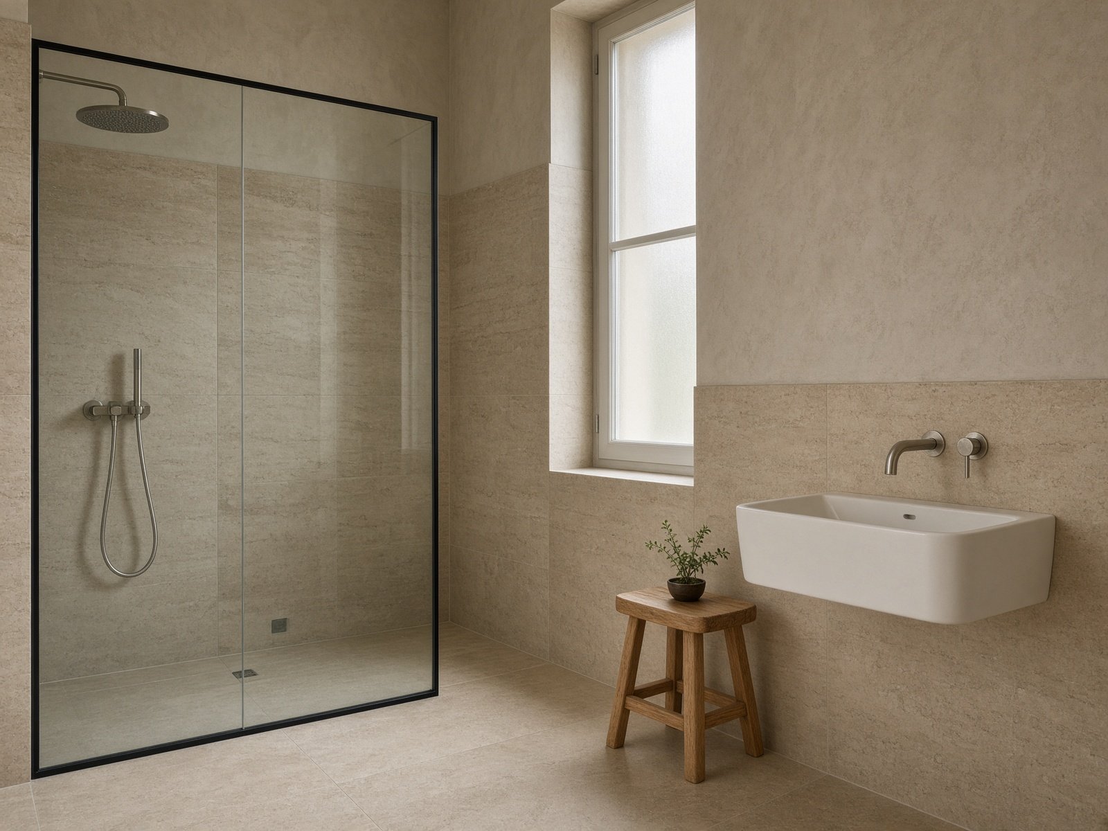 Bagno in pietra chiara
